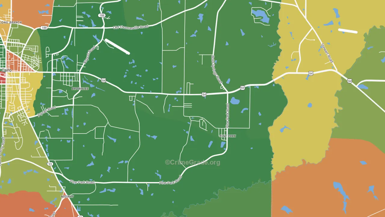 Pine Park, GA Map of Theft Rates