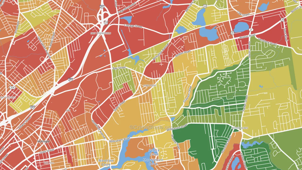 Pine Point, Springfield, MA Map of Theft Rates