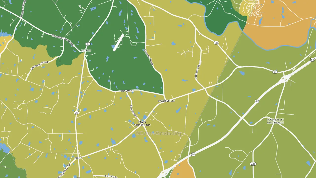 Pine Ridge, NC Map of Theft Rates