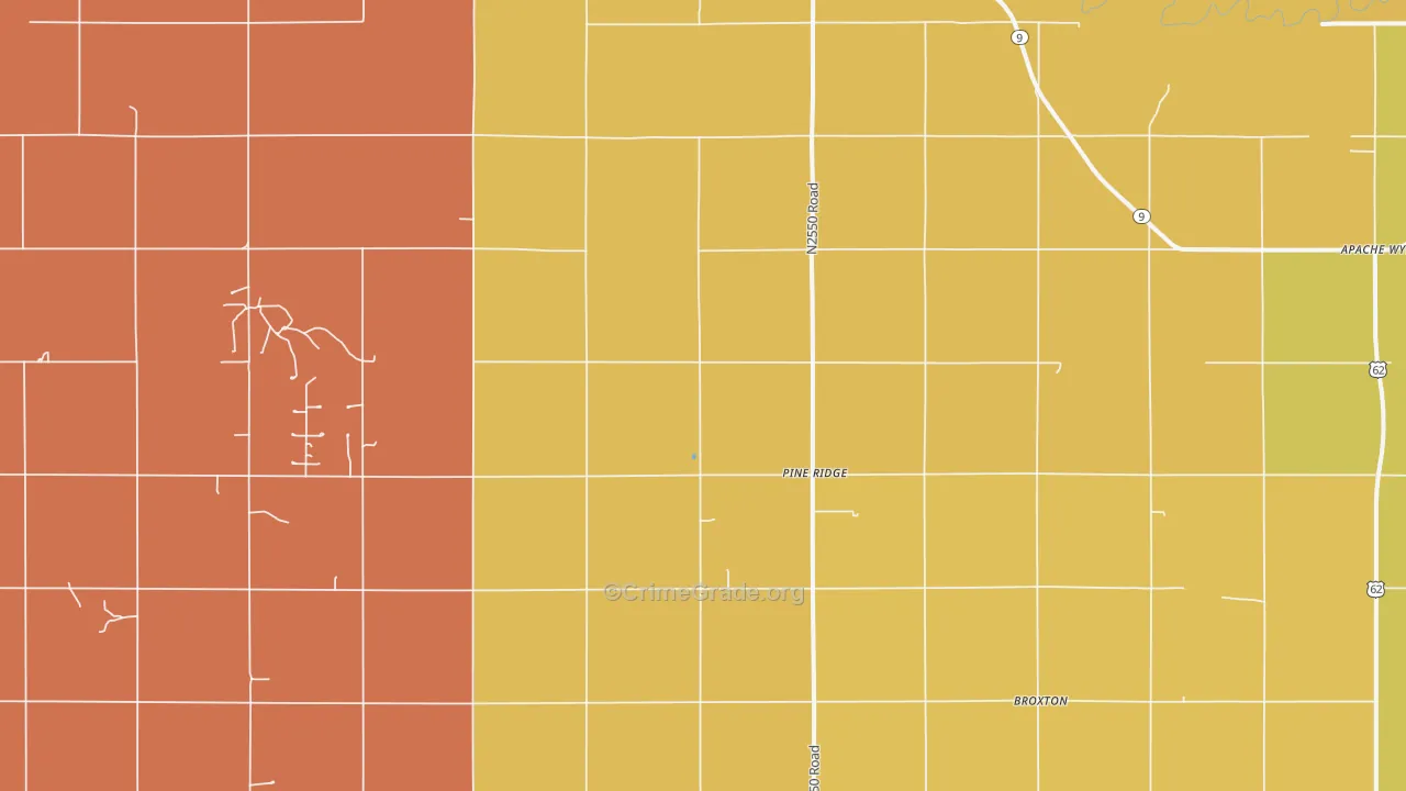 Pine Ridge, OK Map of Theft Rates