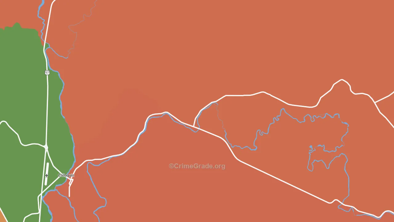 Pine Ridge, OR Map of Theft Rates
