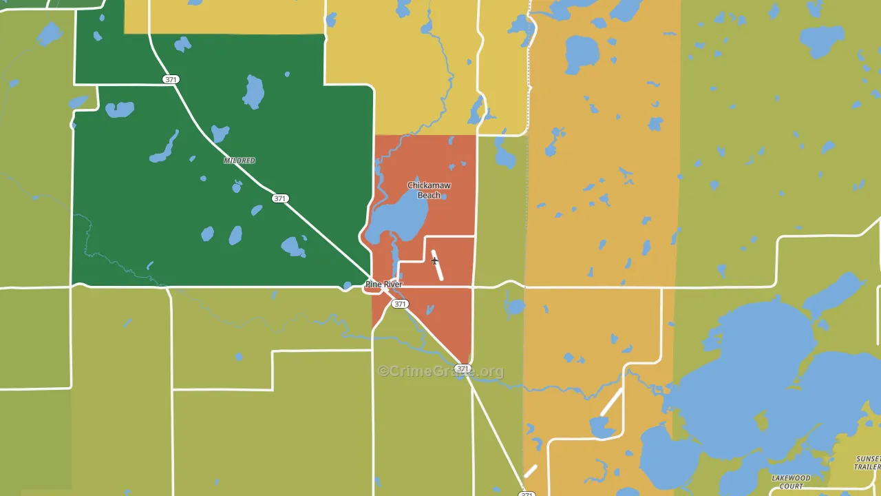 Pine River, MN Map of Theft Rates