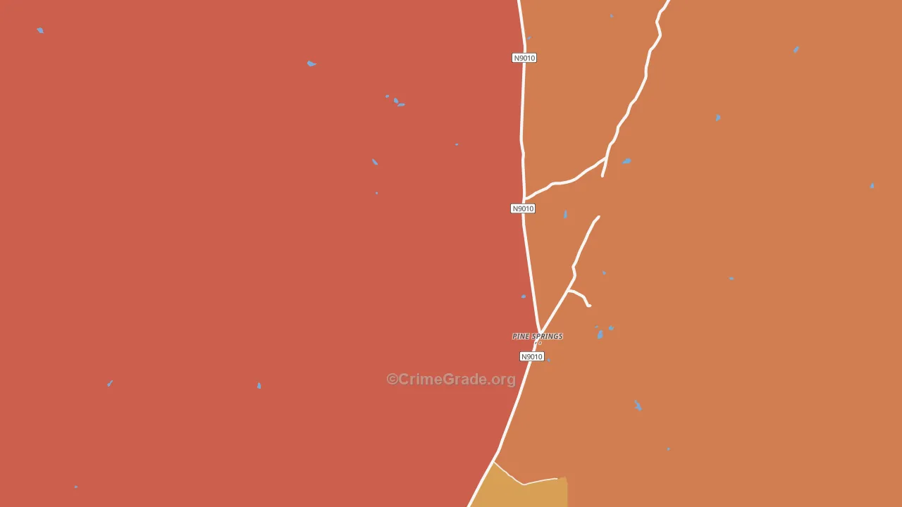 Pine Springs, AZ Map of Theft Rates