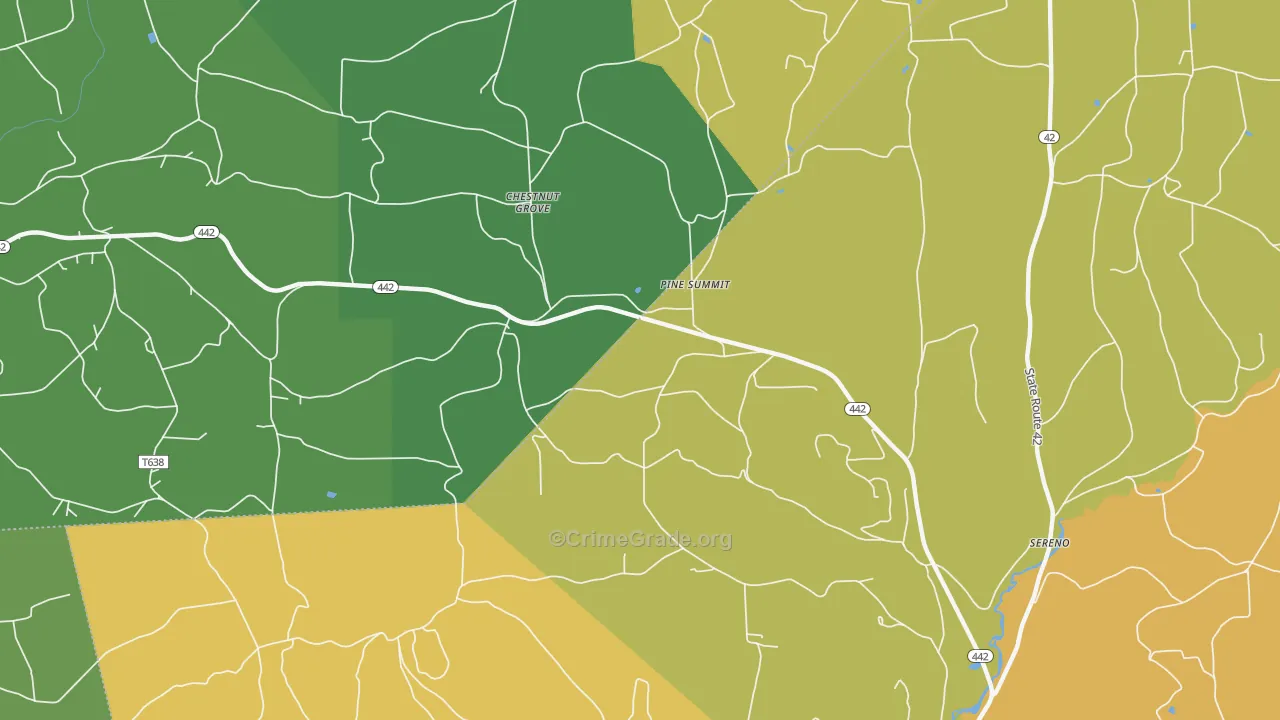 Pine Summit, PA Map of Theft Rates