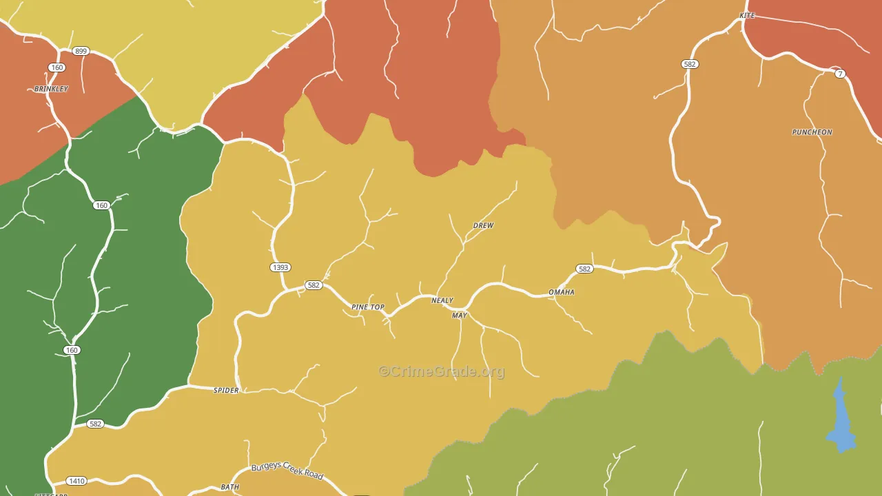 Pine Top, KY Map of Theft Rates