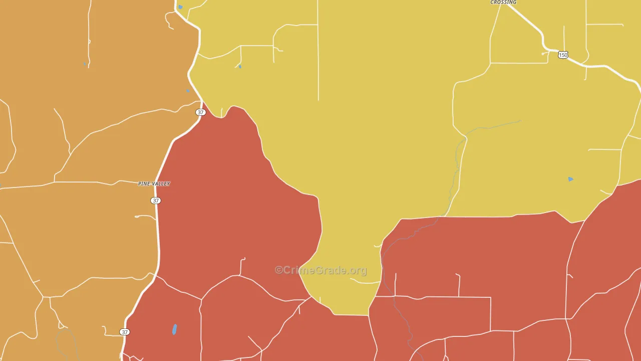 Pine Valley, IN Map of Theft Rates