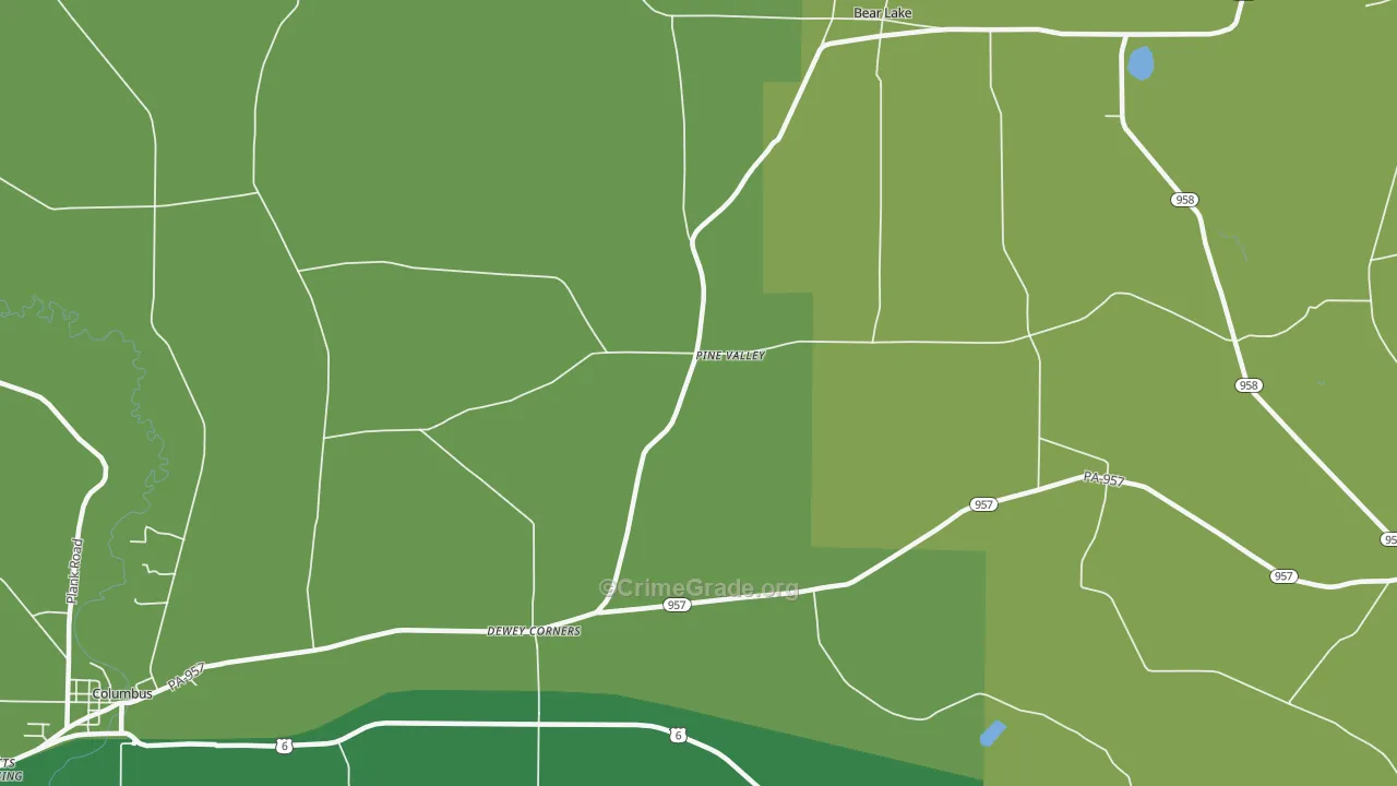 Pine Valley, PA Map of Theft Rates