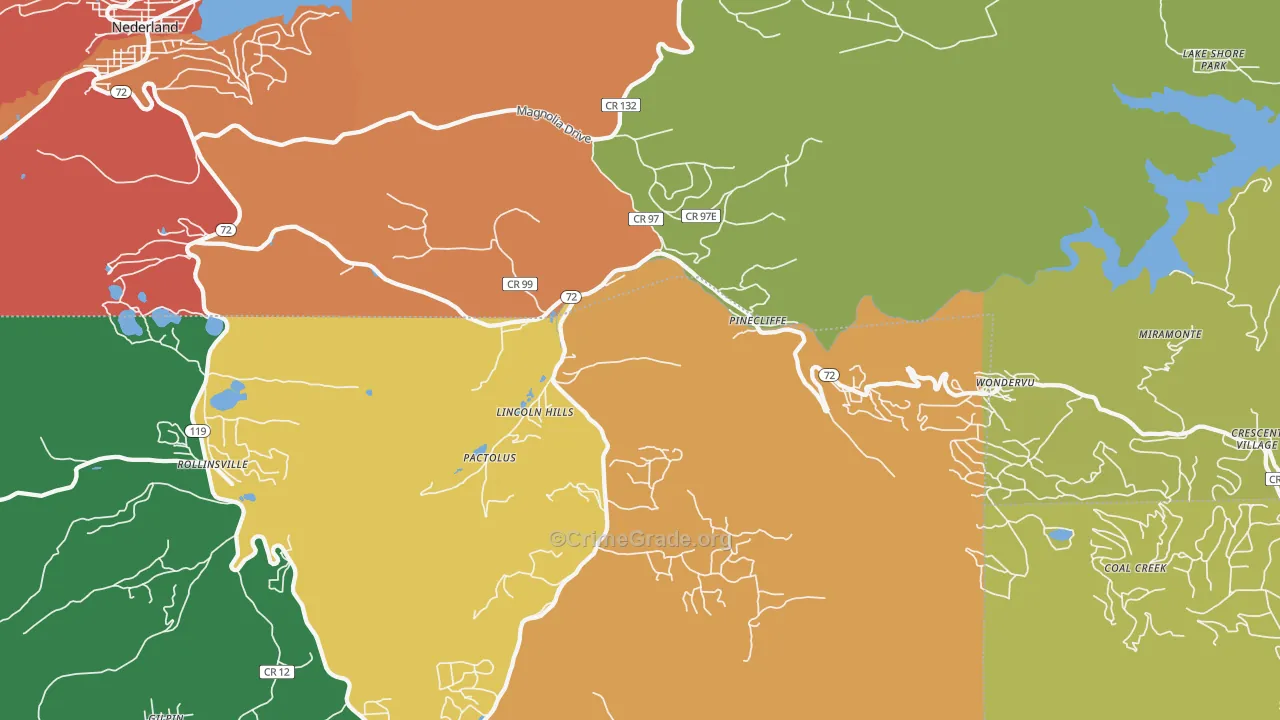Pinecliffe, CO Map of Theft Rates