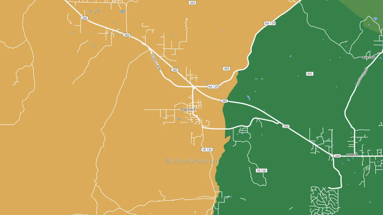 Pinedale, AZ Map of Theft Rates