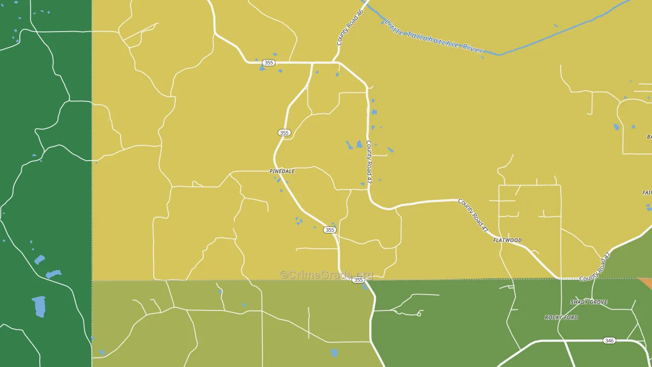 Pinedale, MS Map of Theft Rates