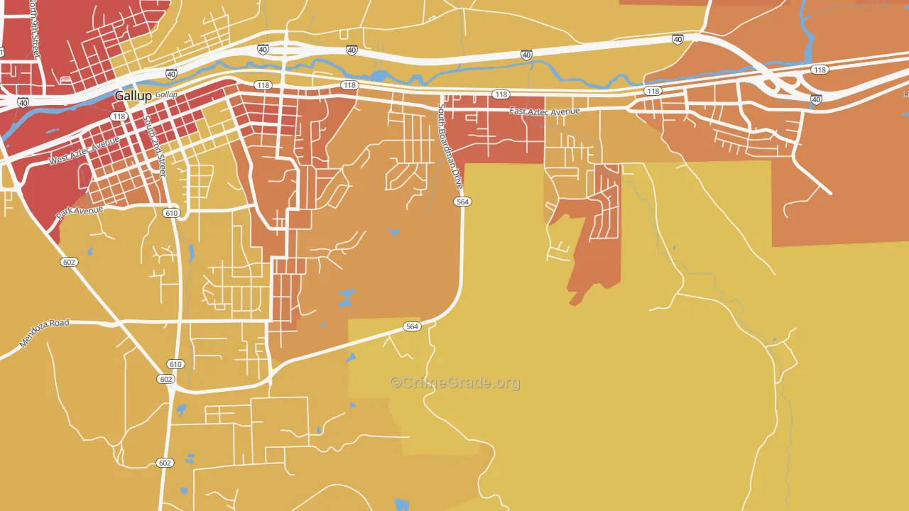 Pinedale, NM Map of Theft Rates