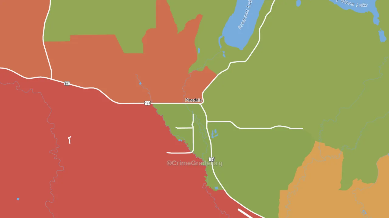 Pinedale, WY Map of Theft Rates