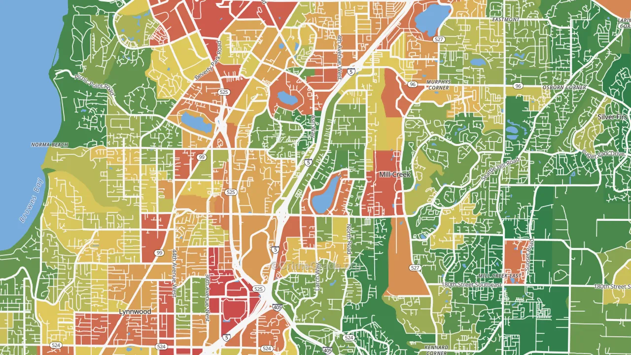 Pinehurst, Everett, WA Map of Theft Rates