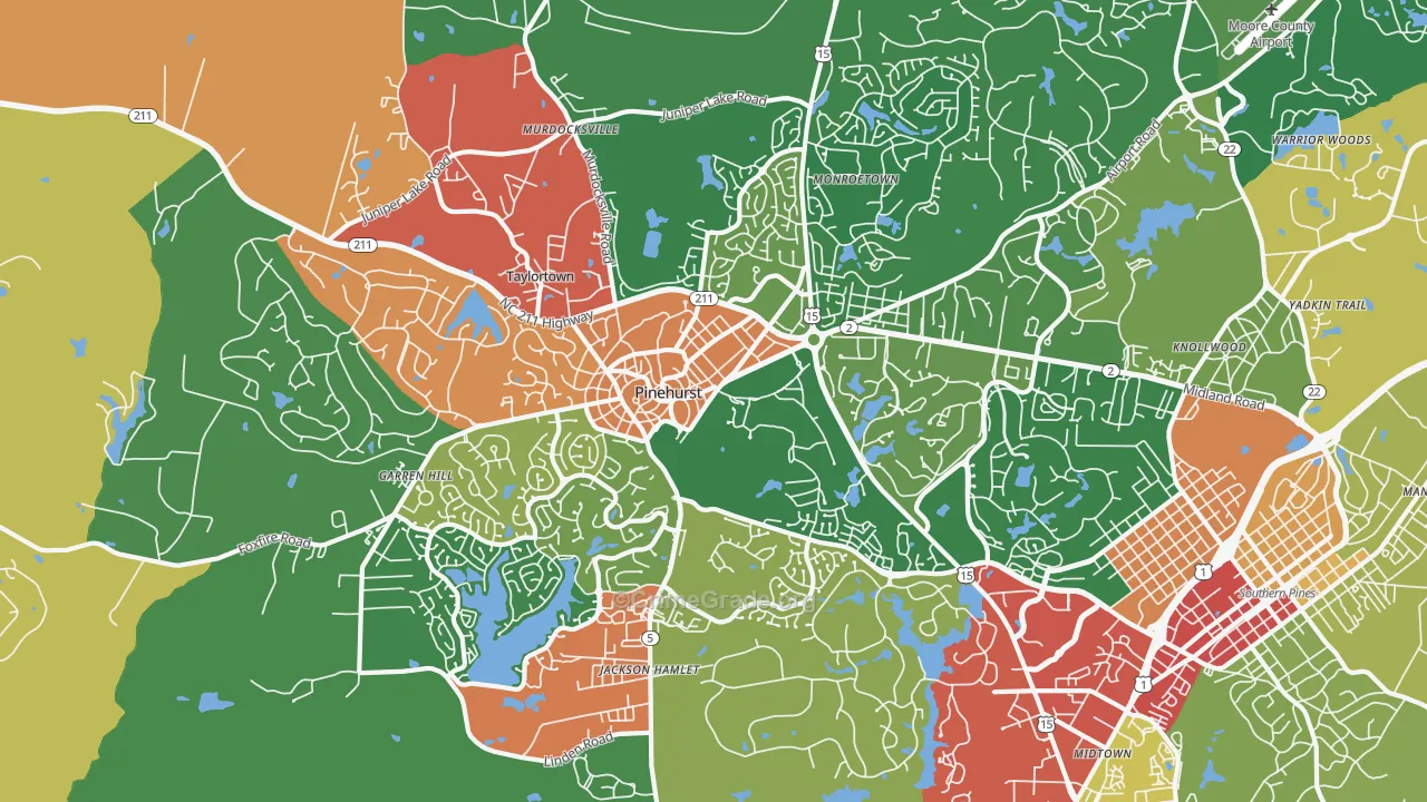 Pinehurst, NC Map of Theft Rates