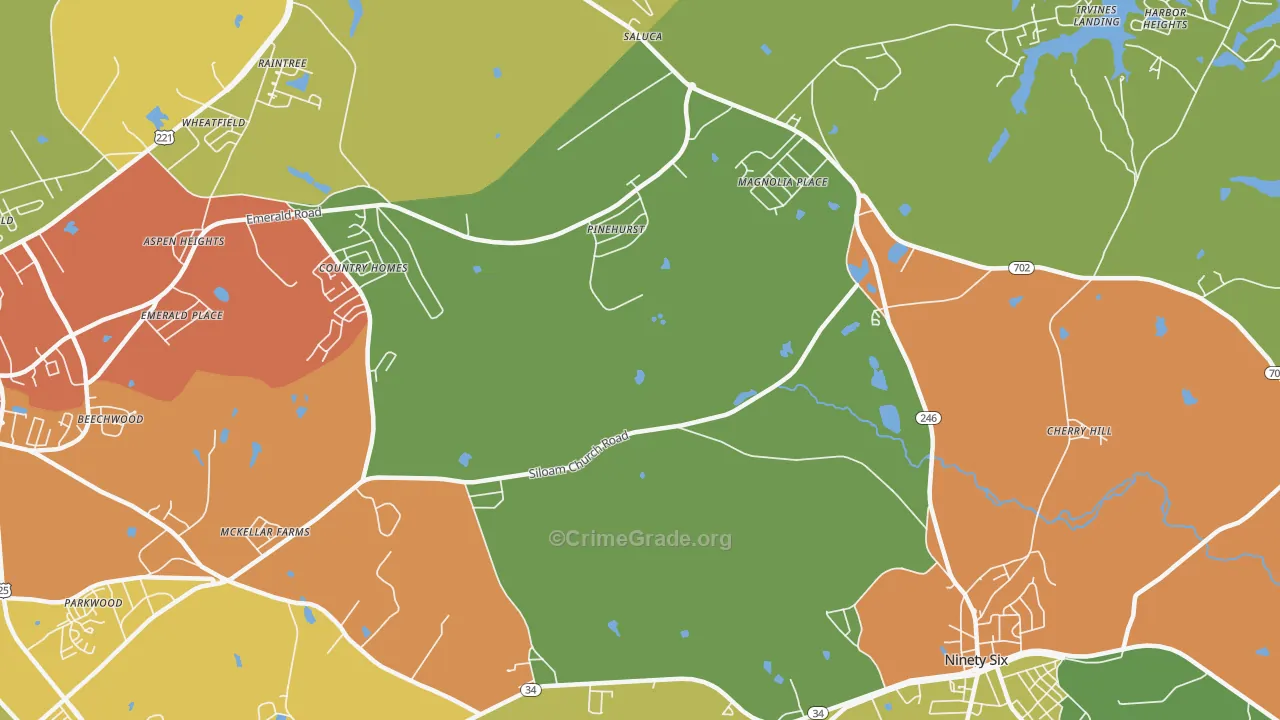 Pinehurst, SC Map of Theft Rates