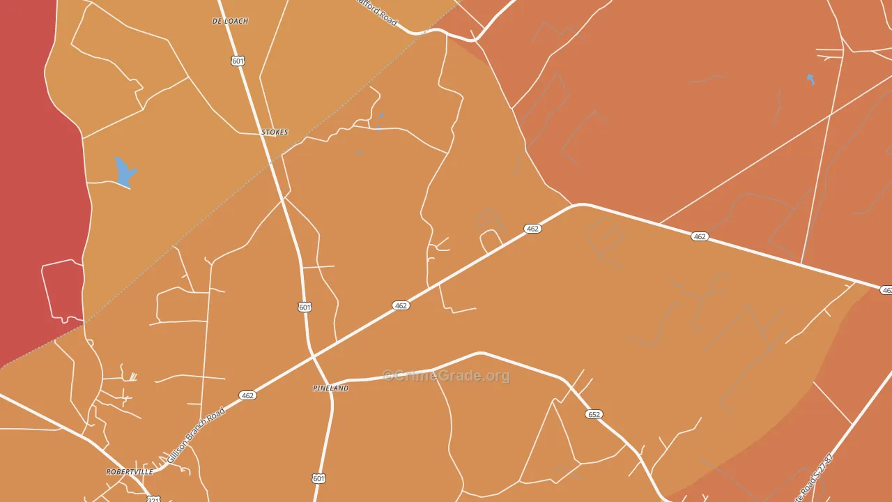 Pineland, SC Map of Theft Rates