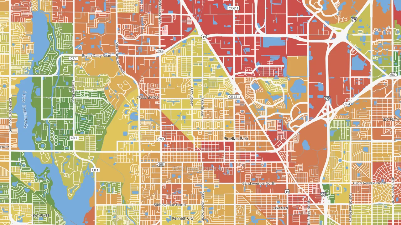 Pinellas Park, FL Map of Theft Rates