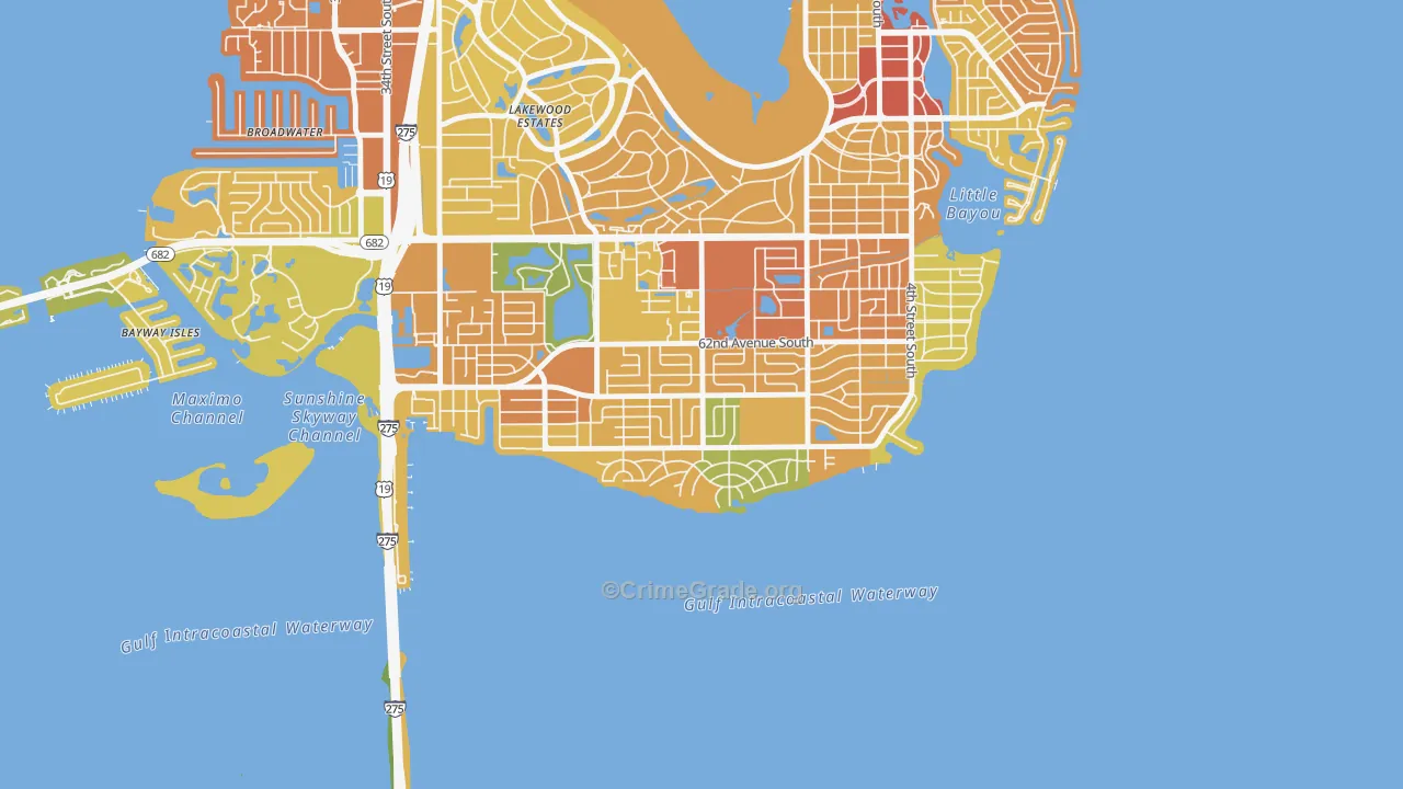 Pinellas Point, St. Petersburg, FL Map of Theft Rates