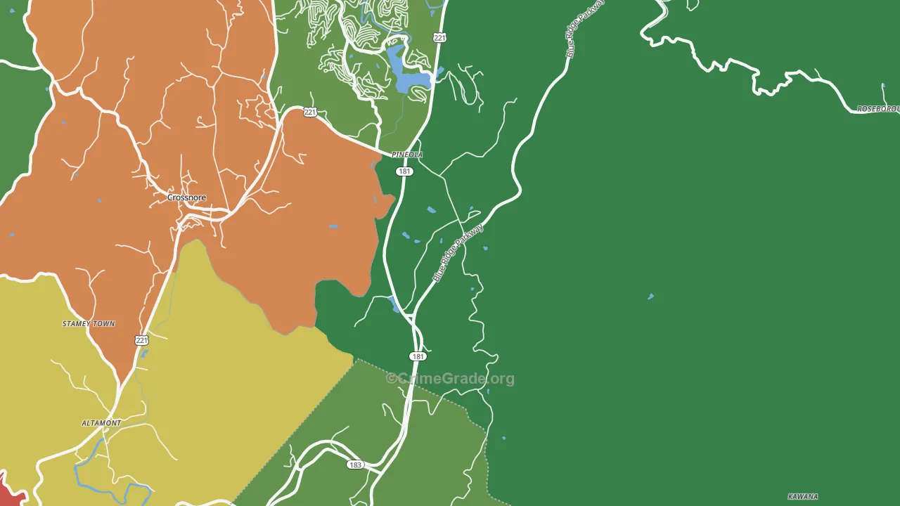 Pineola, NC Map of Theft Rates