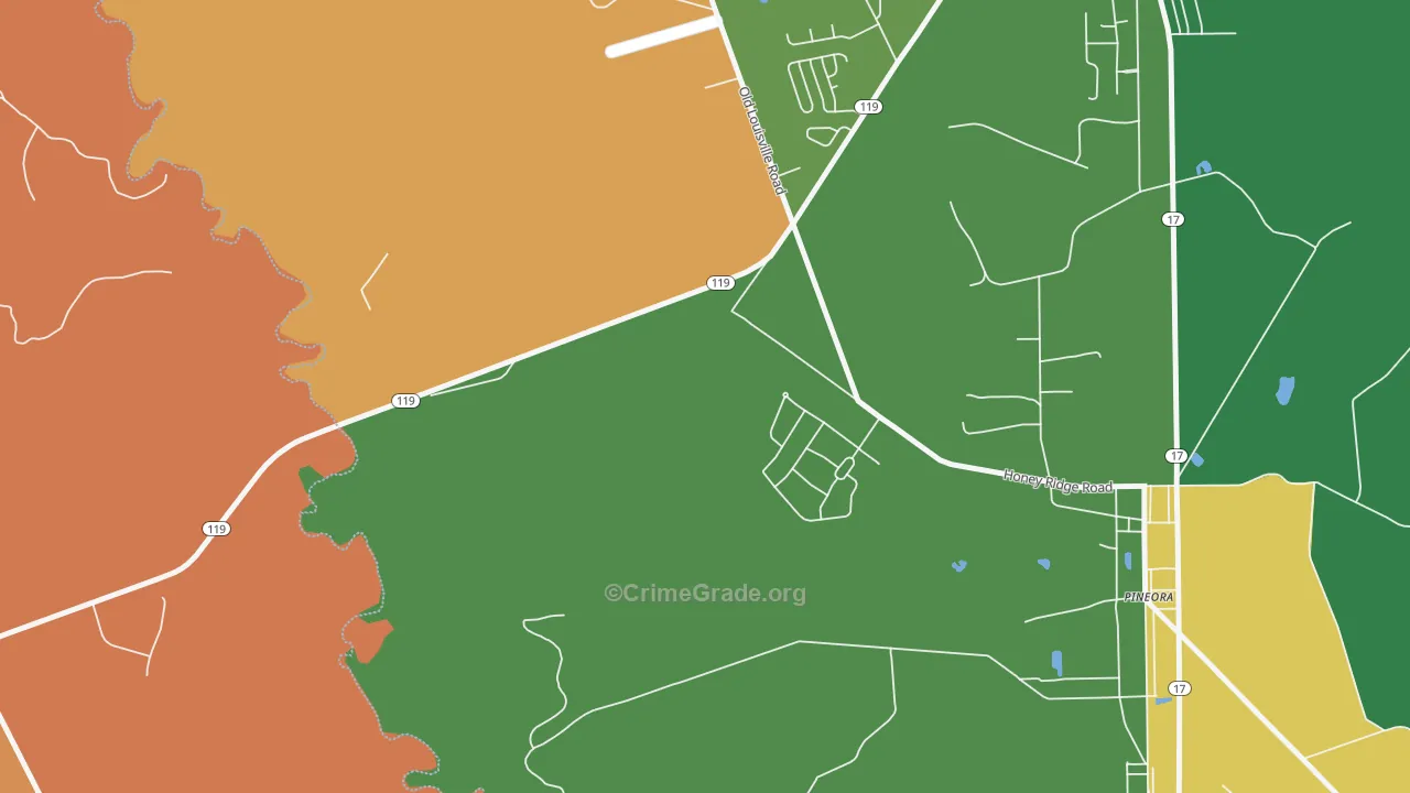 Pineora, GA Map of Theft Rates