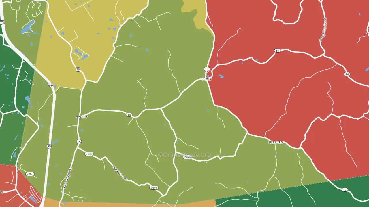 Piner, KY Map of Theft Rates