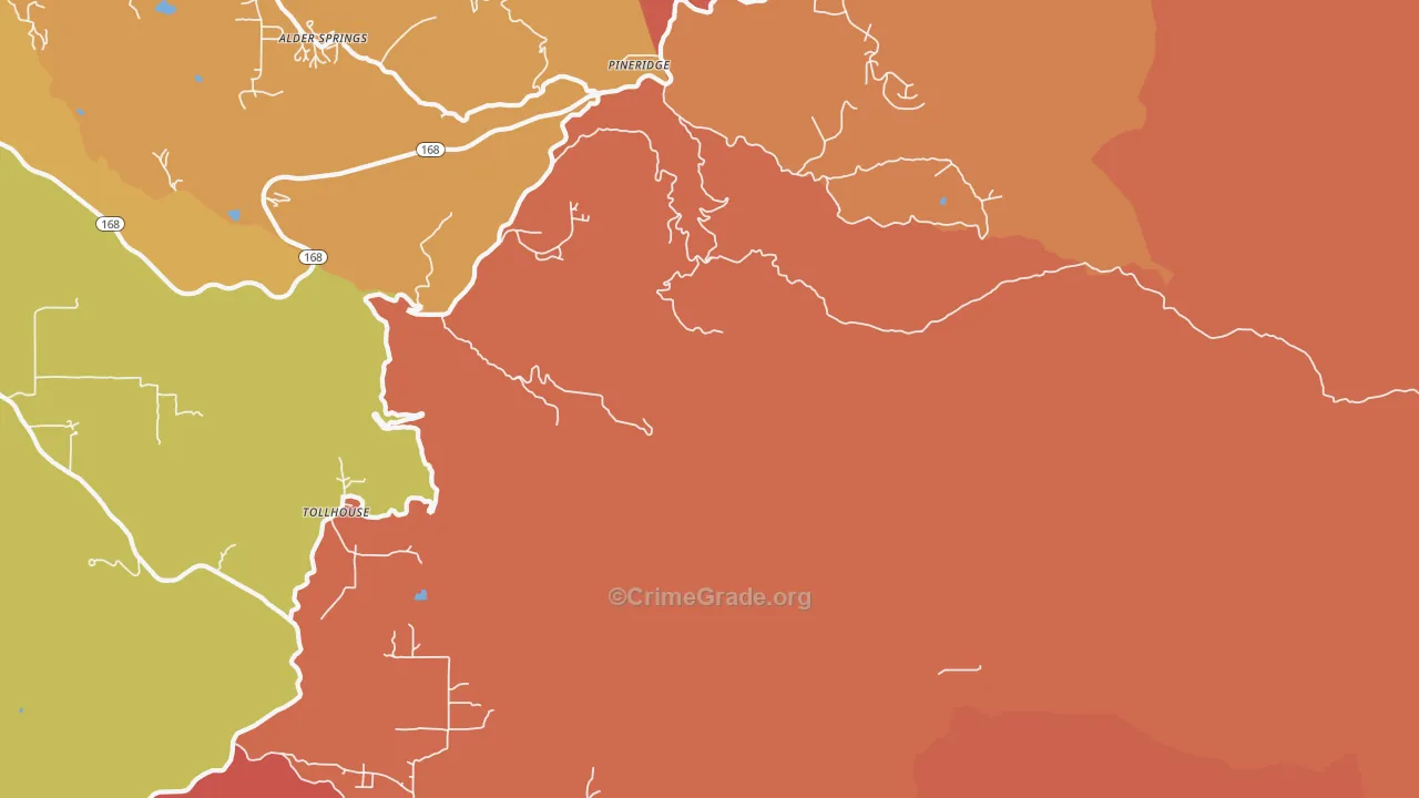 Pineridge, CA Map of Theft Rates