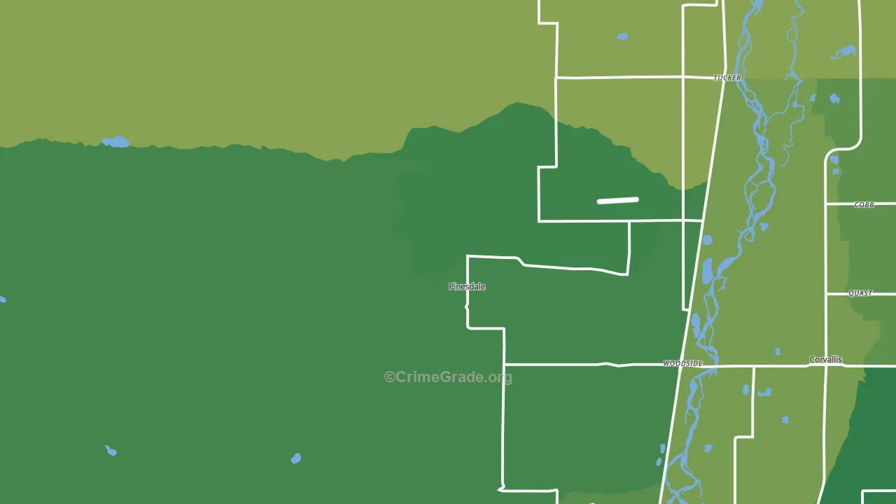 Pinesdale, MT Map of Theft Rates