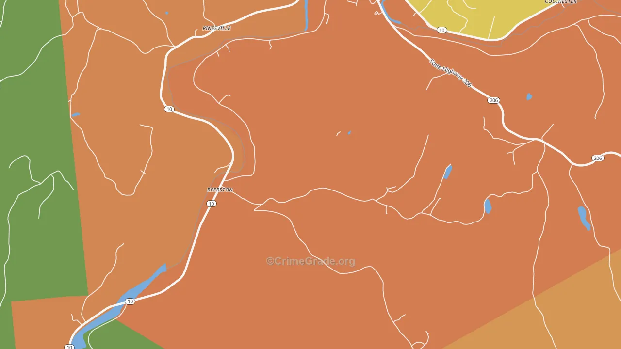 Pinesville, NY Map of Theft Rates