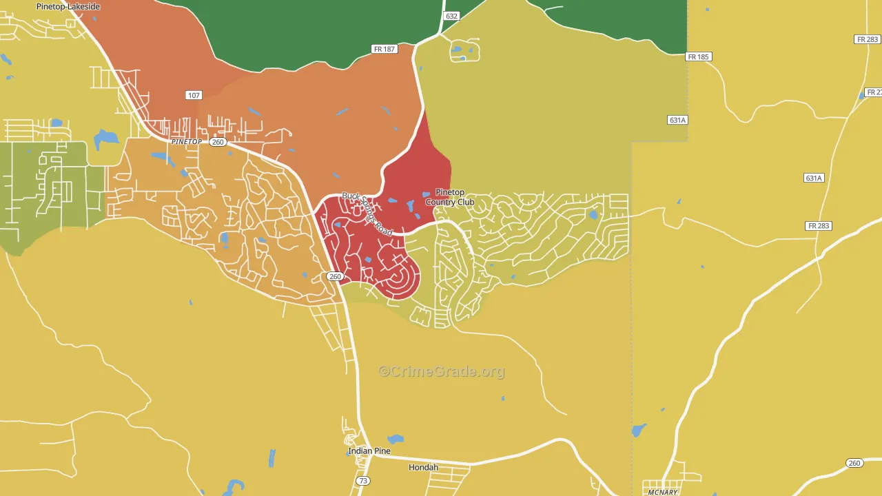 Pinetop Country Club, AZ Map of Theft Rates