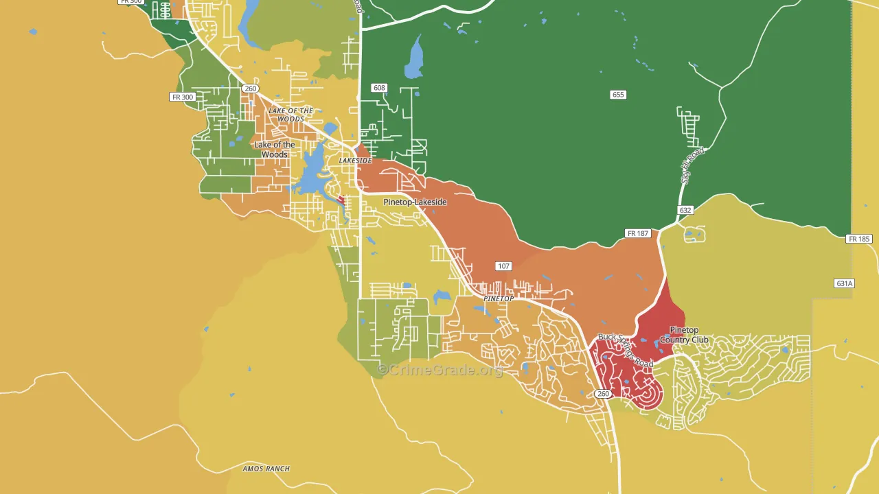 Pinetop-Lakeside, AZ Map of Theft Rates