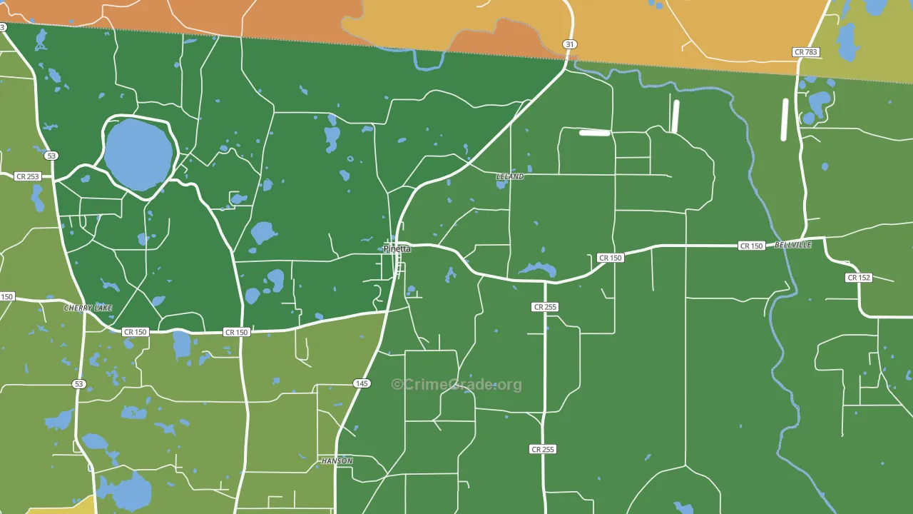 Pinetta, FL Map of Theft Rates