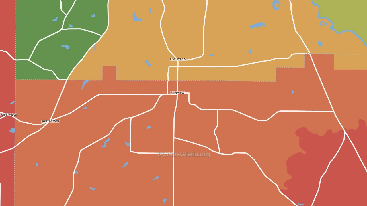 Pineview, GA Map of Theft Rates