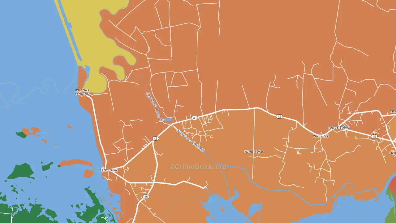 Pineville, SC Map of Theft Rates