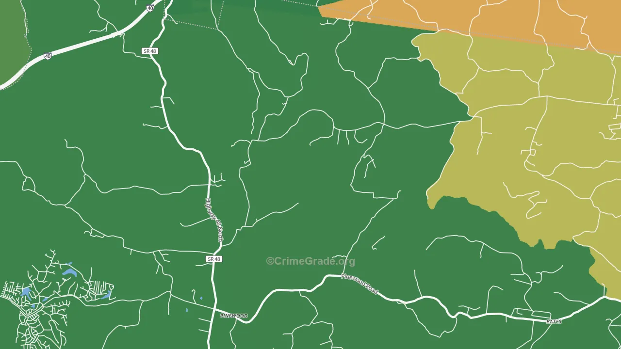 Pinewood, TN Map of Theft Rates