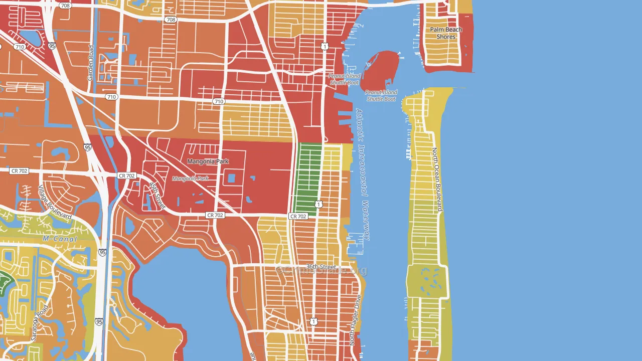 Pinewood-West Palm Beach, West Palm Beach, FL Map of Theft Rates