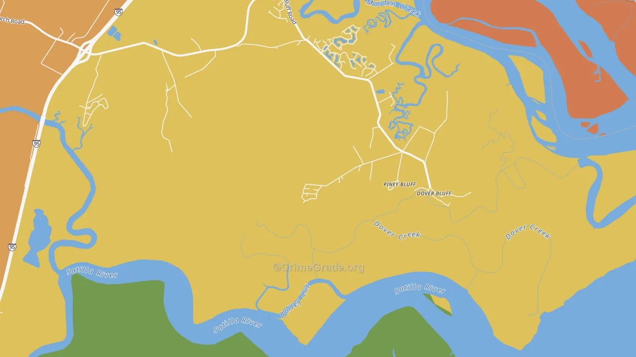 Piney Bluff, GA Map of Theft Rates