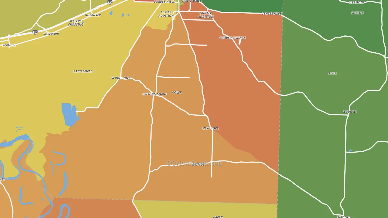 Piney Grove, AR Map of Theft Rates