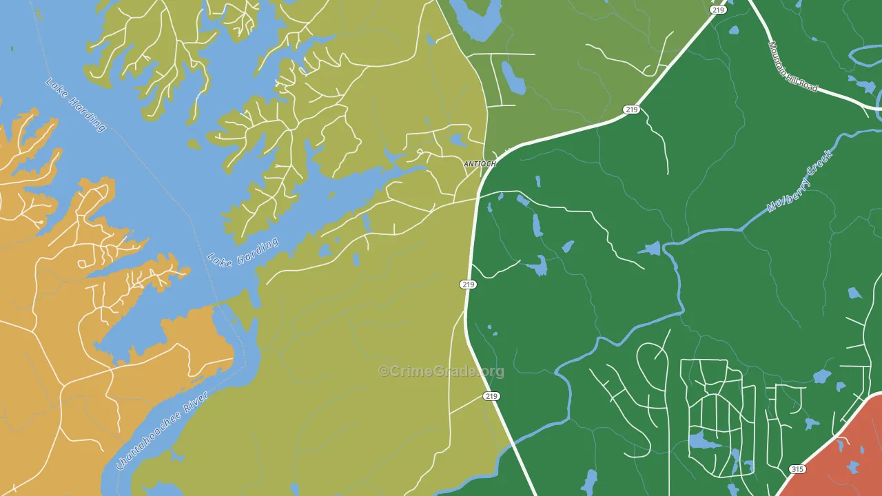 Piney Grove, GA Map of Theft Rates