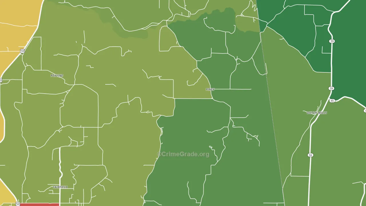 Piney, OK Map of Theft Rates