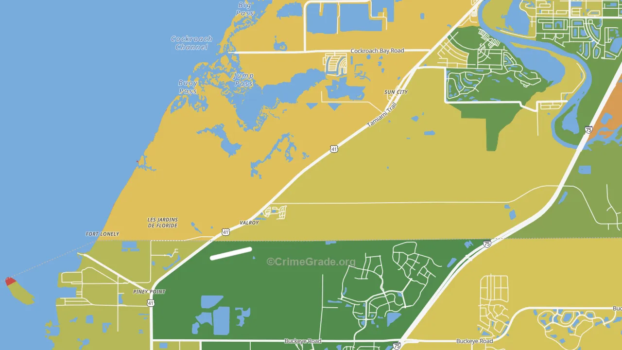 Piney Point, FL Map of Theft Rates