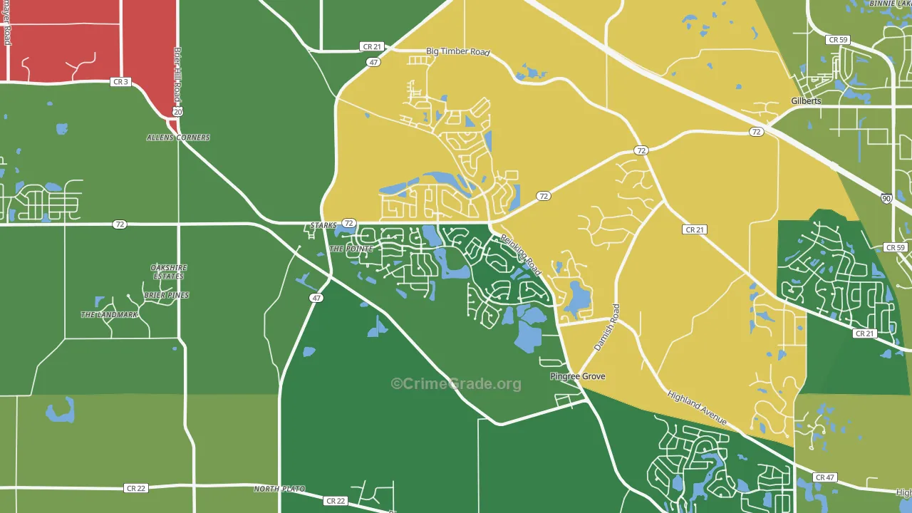 Pingree Grove, IL Map of Theft Rates
