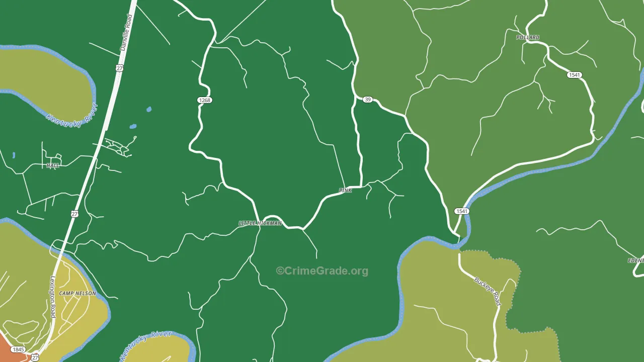 Pink, KY Map of Theft Rates