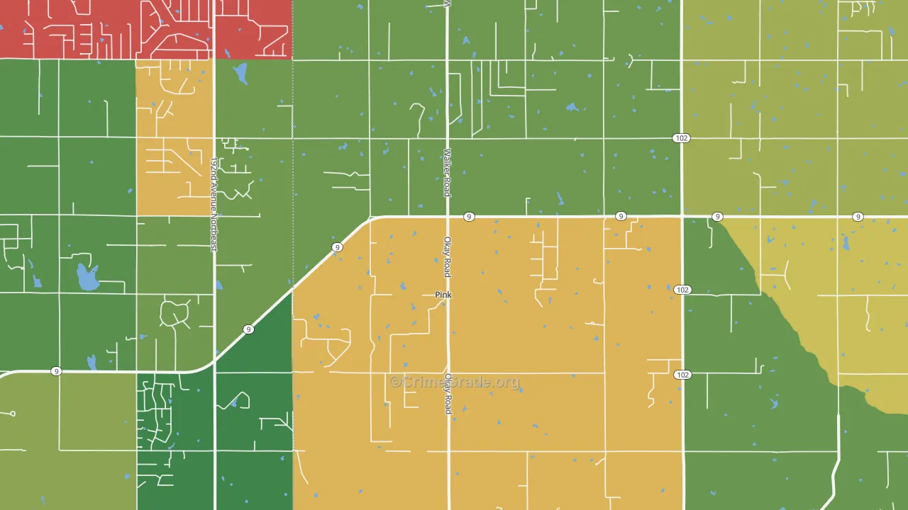 Pink, OK Map of Theft Rates
