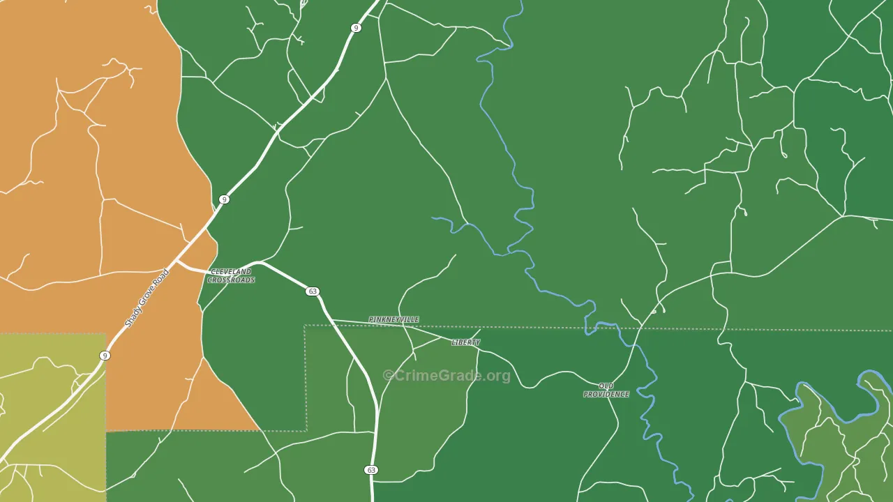 Pinkneyville, AL Map of Theft Rates