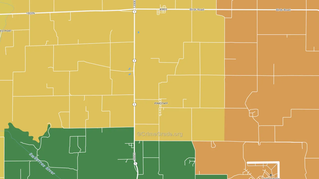 Pinkstaff, IL Map of Theft Rates