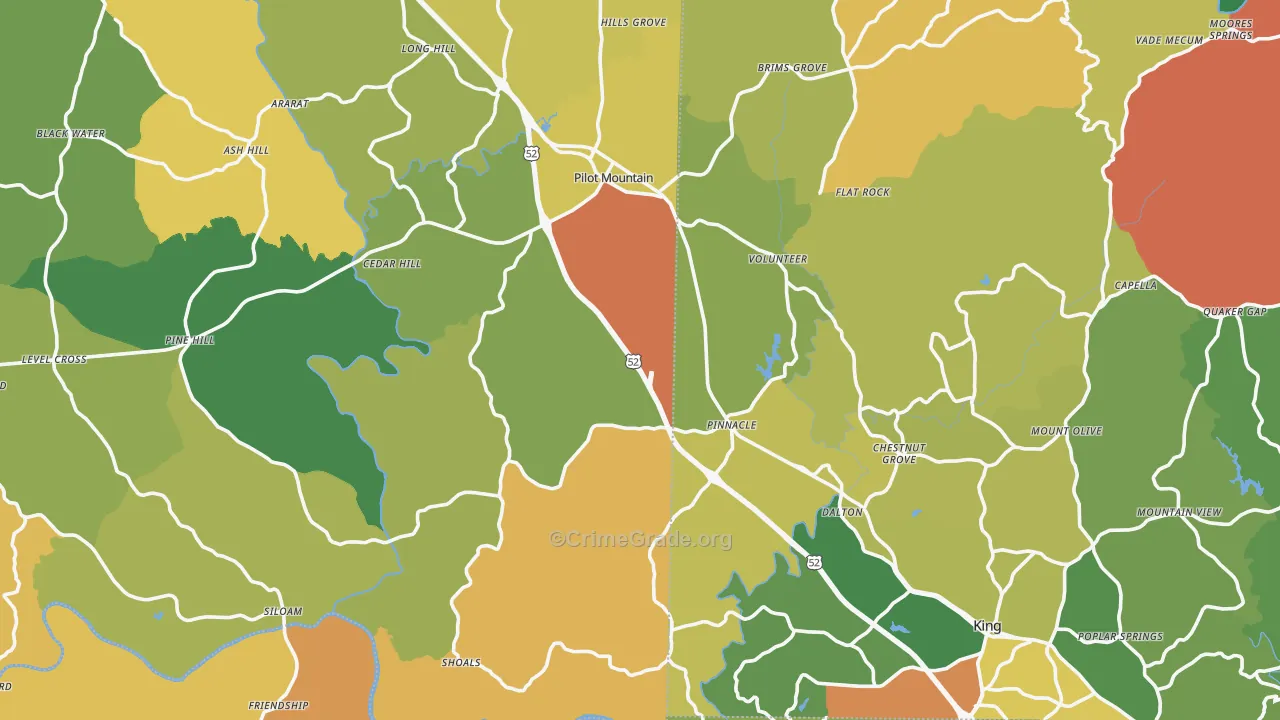 Pinnacle, NC Map of Theft Rates
