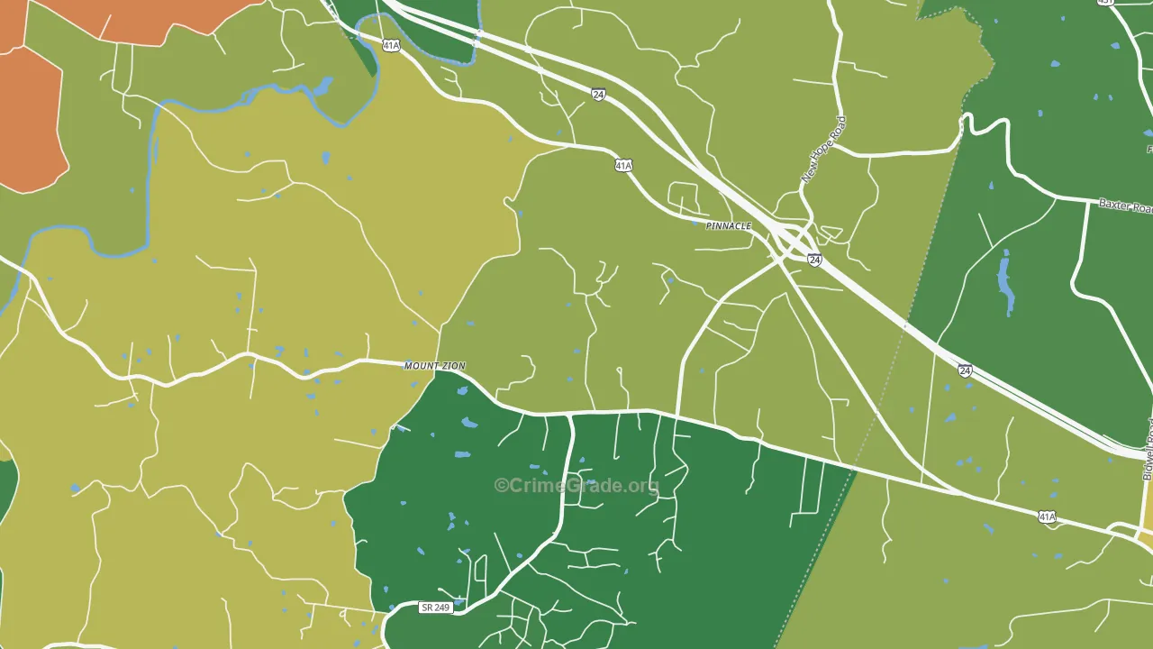 Pinnacle, TN Map of Theft Rates