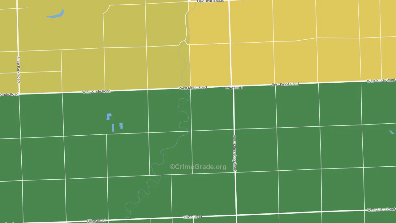 Pinnebog, MI Map of Theft Rates