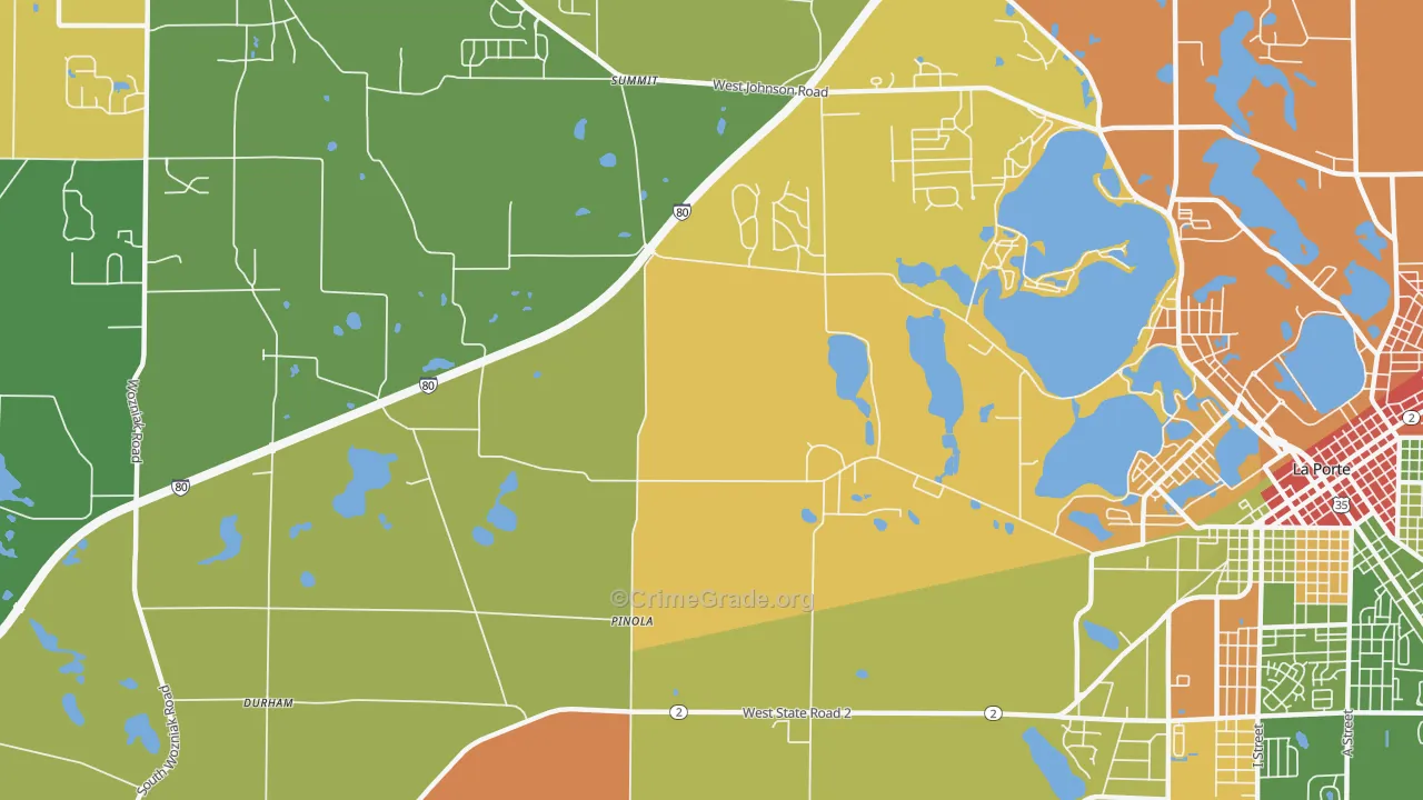 Pinola, IN Map of Theft Rates