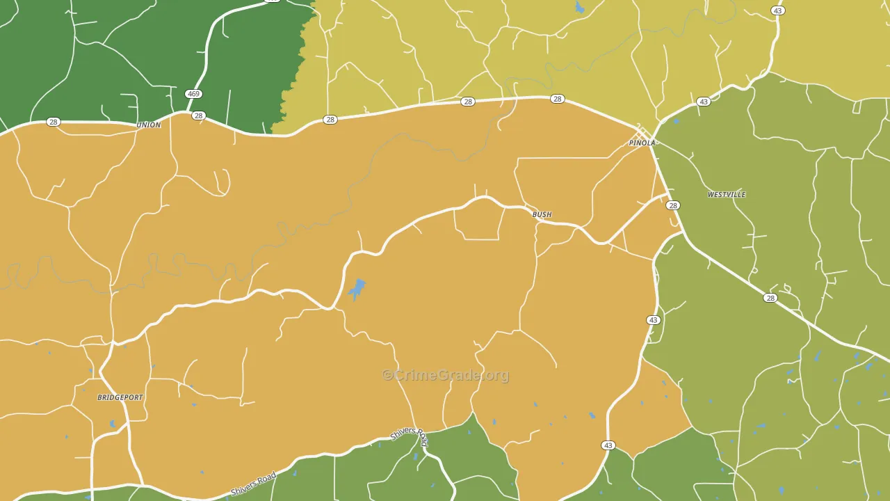 Pinola, MS Map of Theft Rates